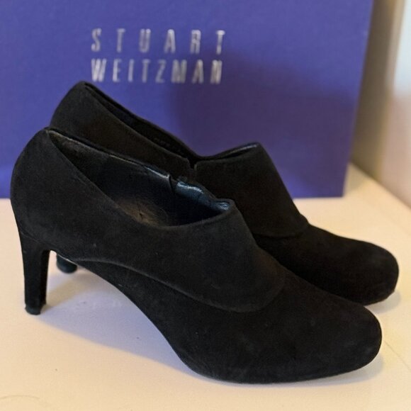 Stuart Weitzman Black Suede Ankle Boot - Size 8 - Picture 1 of 4